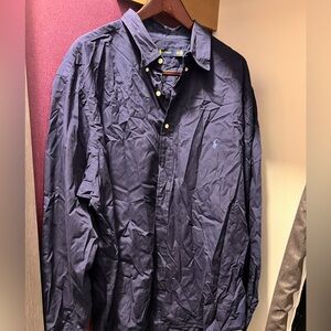 Men’s 2XLT Ralph Lauren 100% cotton long sleeve button down shirt, navy blue